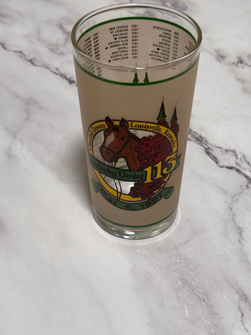 1987 Kentucky Derby Official 113 Churchill Downs Vintage Julep Glass Louisville